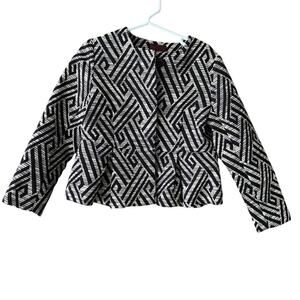 Girls H&M Jacket Sz 5-6 abstract pattern Black and Cream Jacket